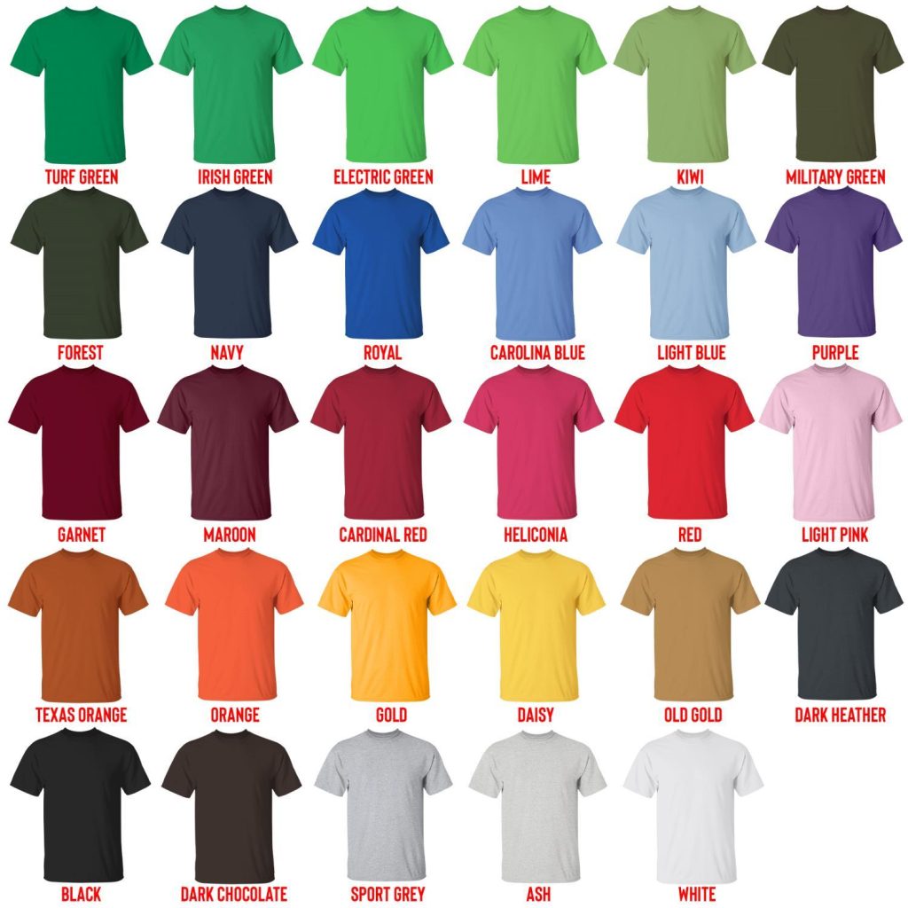 t shirt color chart - Cortis UK Shop
