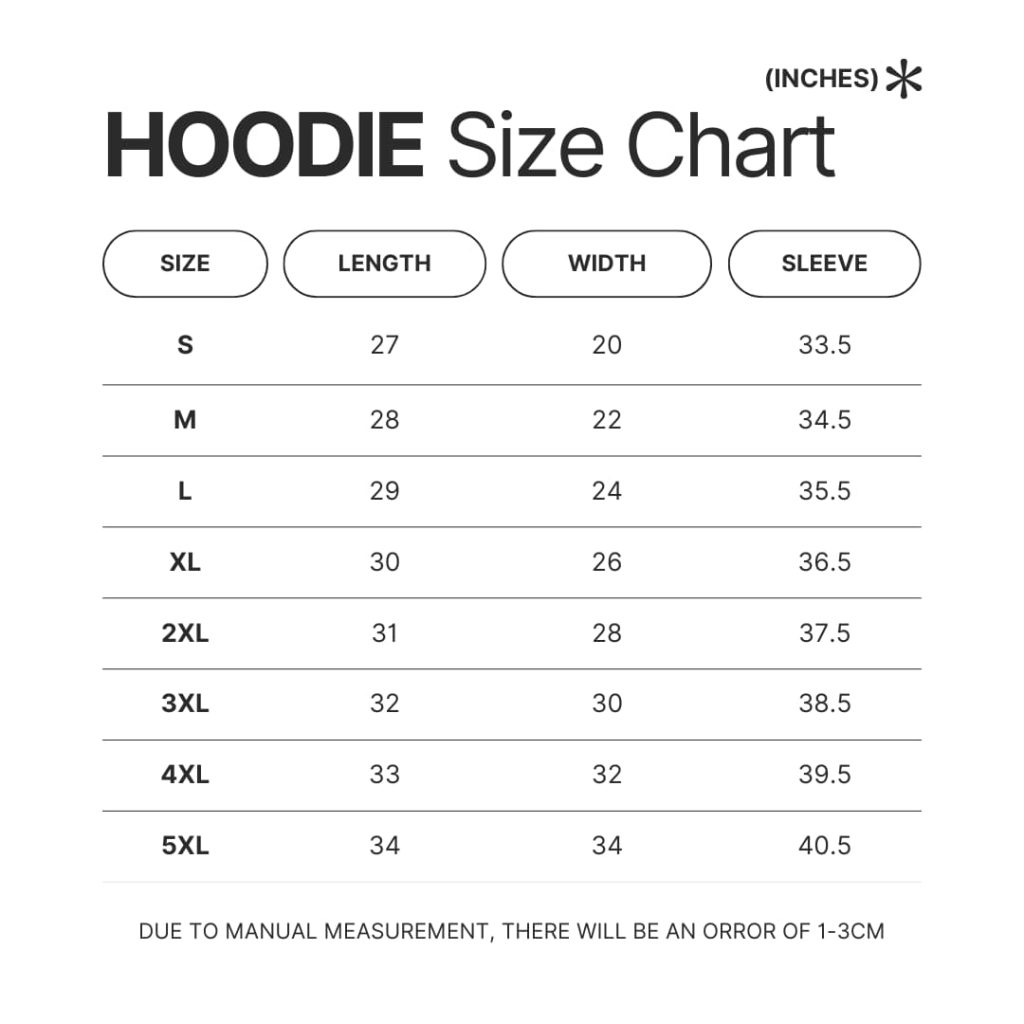 Hoodie Size Chart - Cortis UK Shop