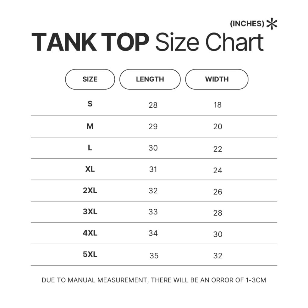 Tank Top Size Chart - Cortis UK Shop