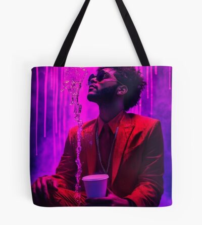The Weeknd Purple Chemical Splash Art Tote Bag