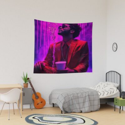 The Weeknd Purple Chemical Splash Art Tapestry